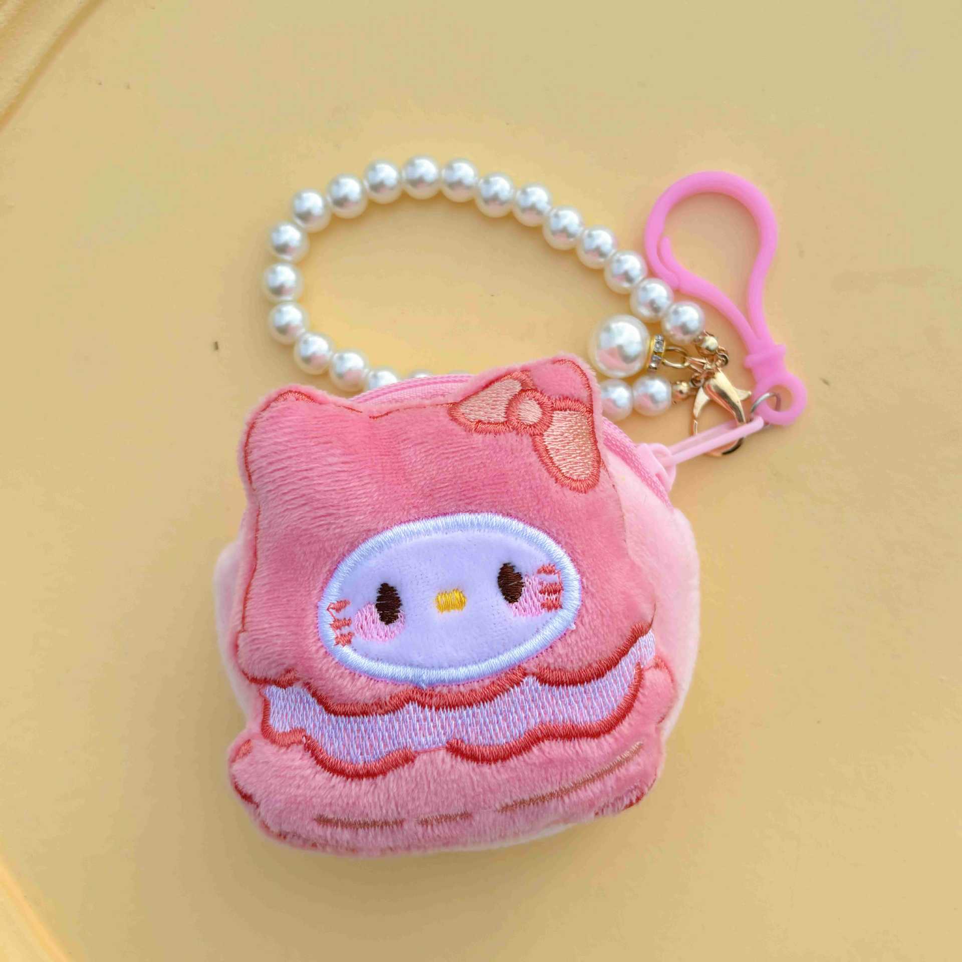 작은 원형 가방 - 햄버거 비즈 체인 스타일 [라즈베리 핑크]