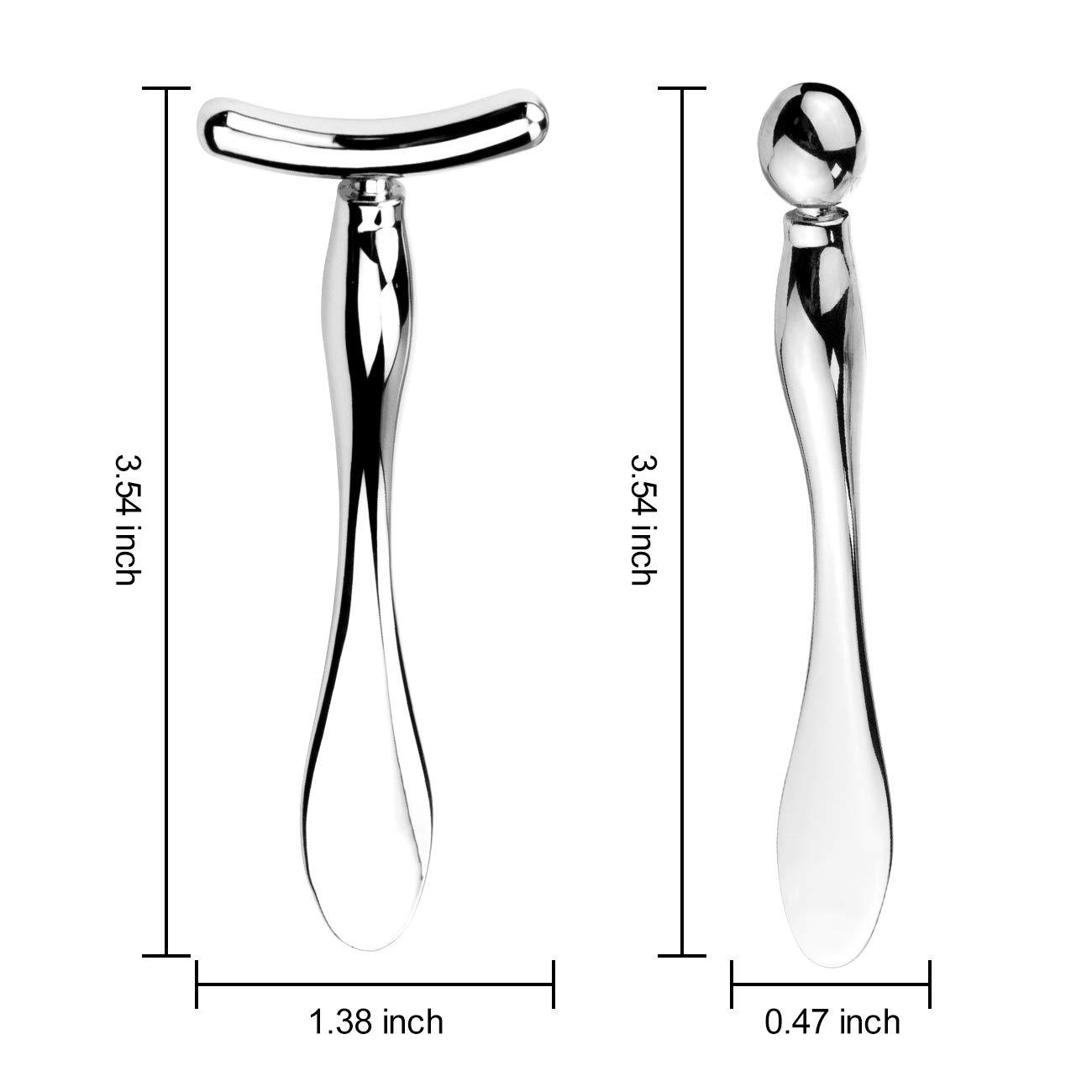 美容护肤眼部按摩棒现货T型金属眼霜棒面霜导入棒便捷式水滴挖勺