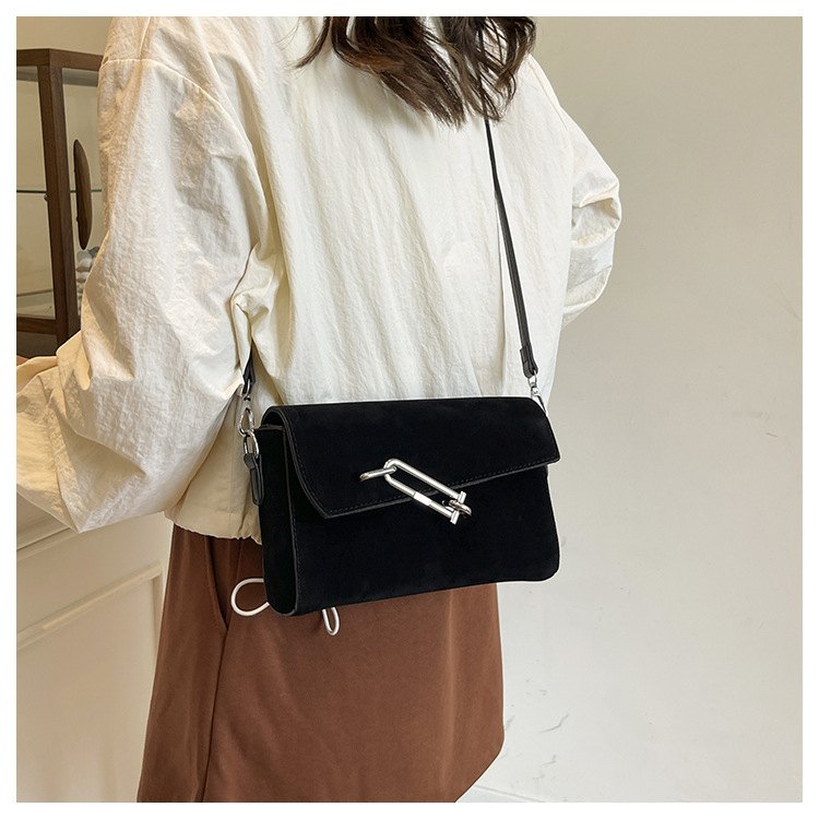 Suede Exquisite Lockbox Bag For Women 2025 New Model, Light Luxury, Niche High-End Sense, Shoulder Bag, Crossbody Lock Buckle Small Square Bag_voghion.com