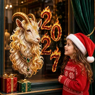 2027俄罗斯新年装饰静电窗贴宝石项链生肖羊Ozon新款窗花玻璃贴纸