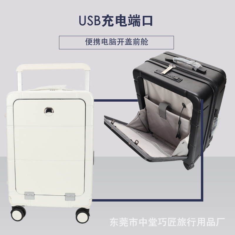 Front-Loading Charging Suitcase for Women, Lightweight Multifunctional Travel Trolley Case with Combination Lock, Men's Tsa Combination Lock Suitcase