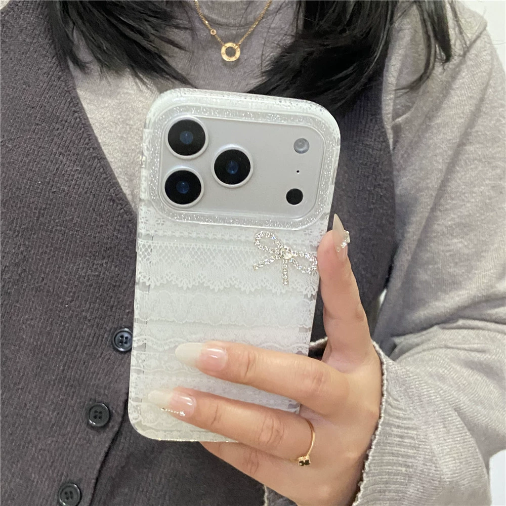 Белый совместимый чехол для телефона с бантом, iphone, защита от падений