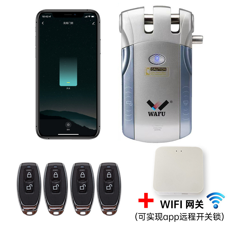 Cerradura WAFU sin llave con diseño de cabeza de toro para puerta de entrada, cerradura eléctrica invisible antirrobo con control remoto, cerradura inteligente Tuya para uso doméstico.