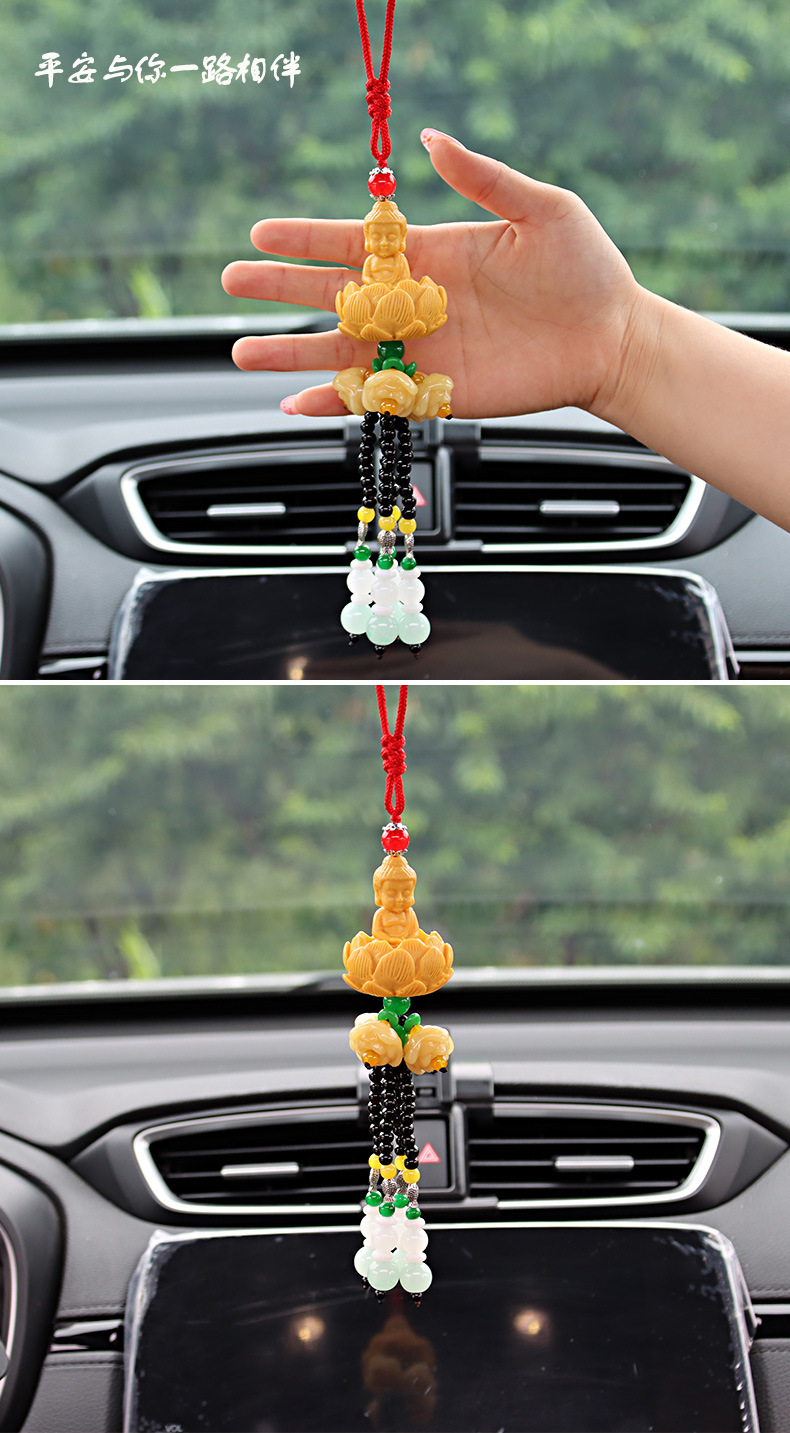 Peace Buddha Lotus Seat Car Pendant High-End Interior Decoration Rearview Mirror Peace Interior Car Hanging Ornament Pendant