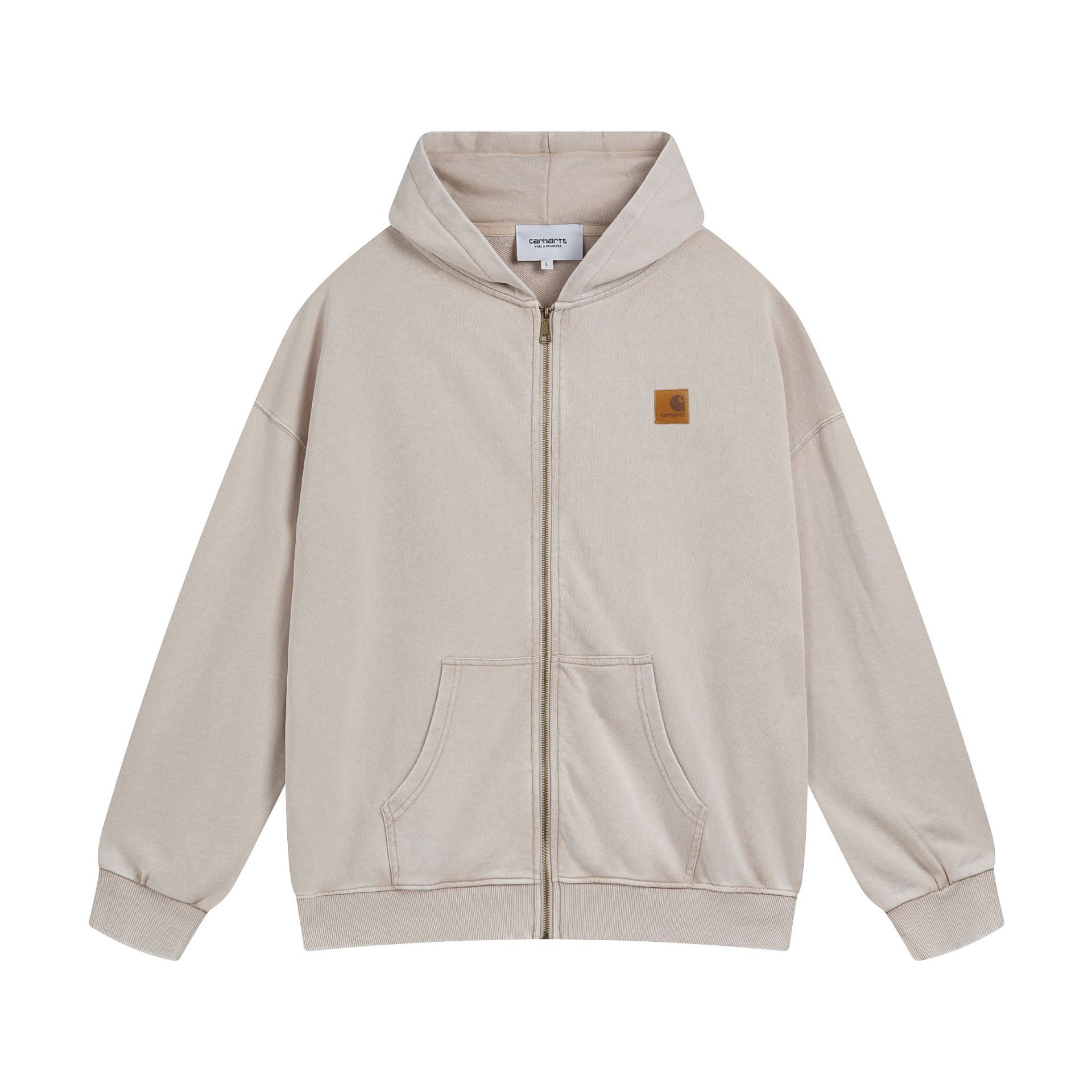 Carhartt WIP Zip Sweater Washed Hooded Beige