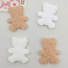 秋冬新款卡通奶咖色单面毛绒小熊饰品配件百搭diy发饰玩偶配饰