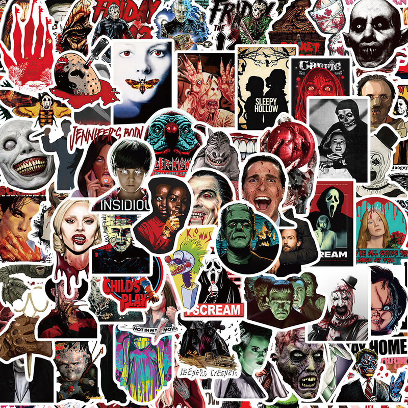50/100 pieces of horror movie combination stickers laptop notebook luggage decorative waterproof stickers 50/100 pieces of horror movie combination stickers laptop notebook luggage decorative waterproof stickers