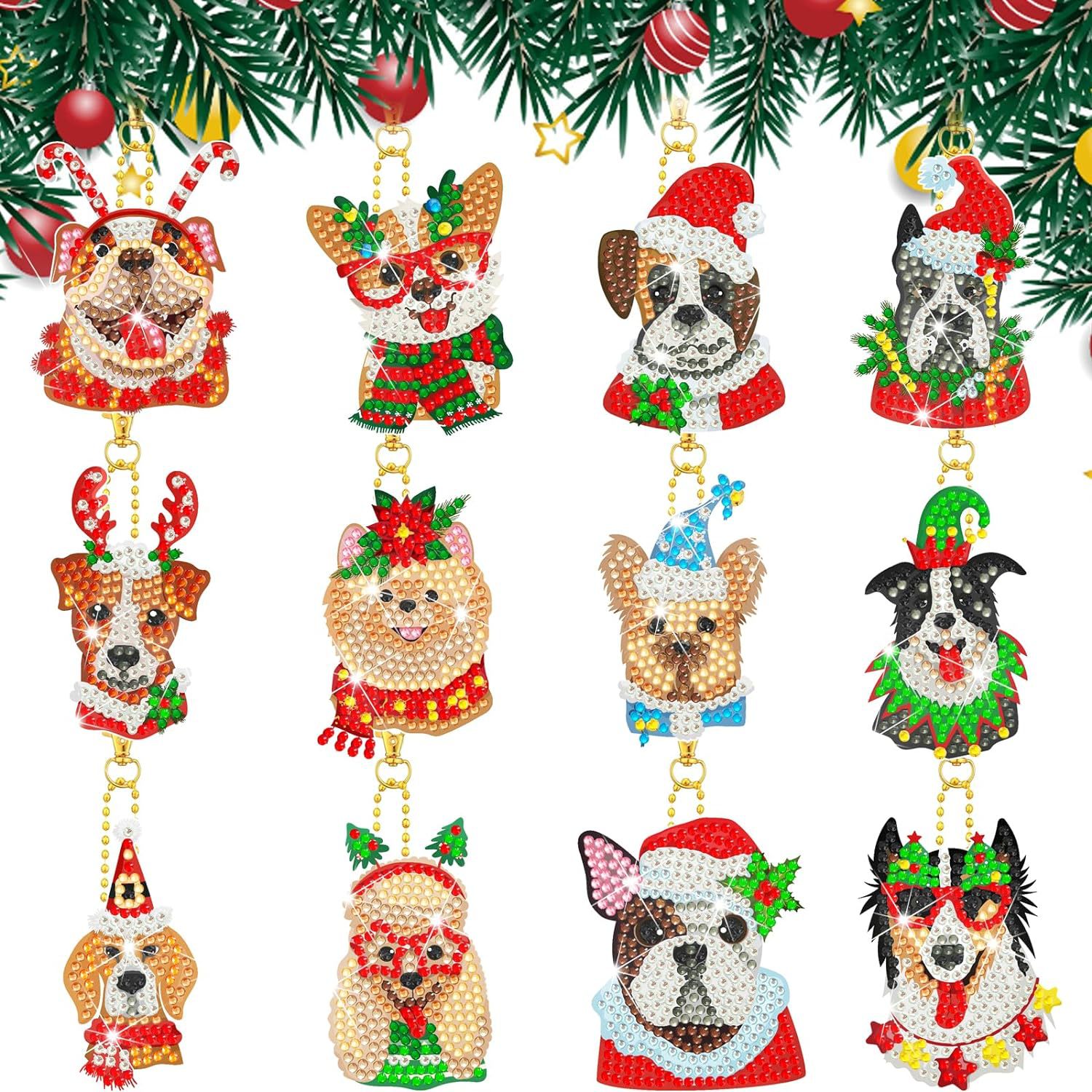 Pintura de Diamantes Navideña 2025, Pintura de Diamantes de Halloween, Llavero DIY Hecho a Mano, Fabricante de Origen Transfronterizo