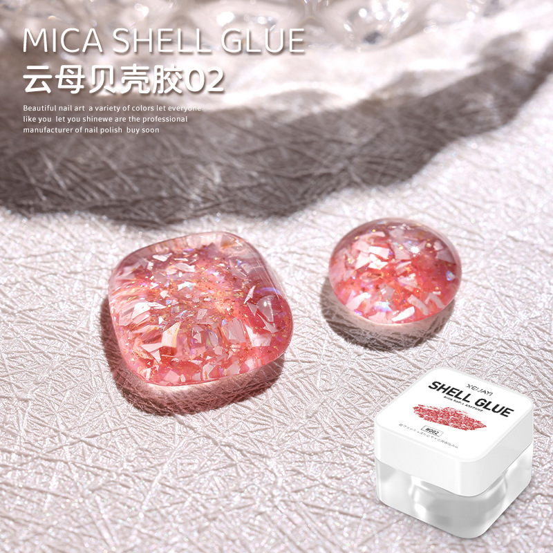 2023 nuevo hielo de verano transparente Internet celebridad estilo Mica Shell pegamento manicura grandes lentejuelas esmalte de uñas pegamento