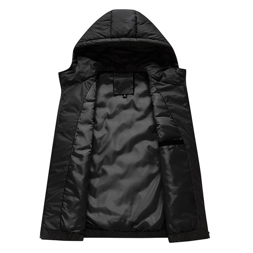 Men's winter warm coat, quilted outerwear for autumn and winter, padded and thickened hooded vest coat