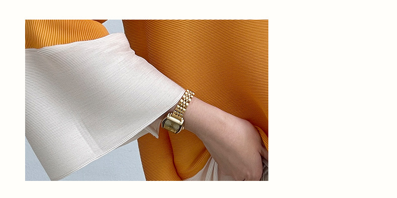 Áo thun nữ dáng rộng tay đèn phối khối, chống nhăn — Màu vàng chi tiết 5