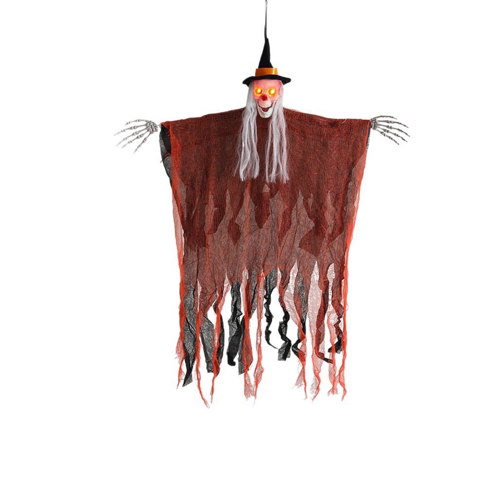 Nuevos productos transfronterizos Halloween activados por voz, esqueleto luminoso, fantasmas colgantes, accesorios de decoración, casa embrujada, habitación secreta, fiesta, complicado