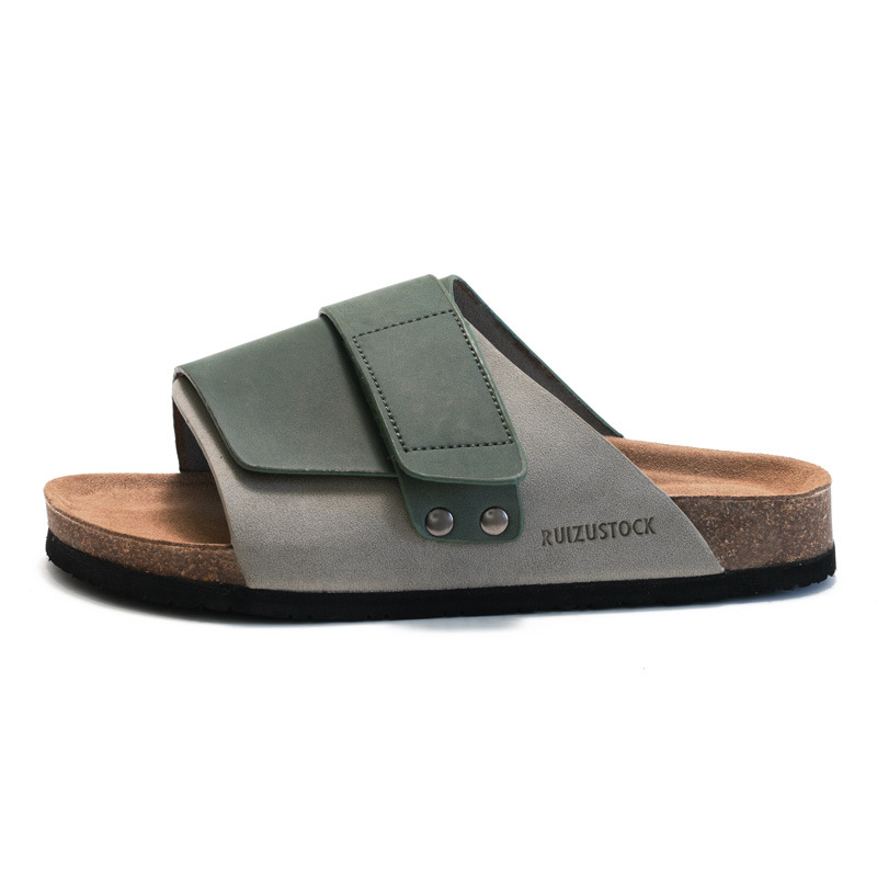 RUIZUSTOCK Ciabatte estive autunnali da uomo Sandali da spiaggia per studenti in pelle scamosciata con sughero_voghion.com