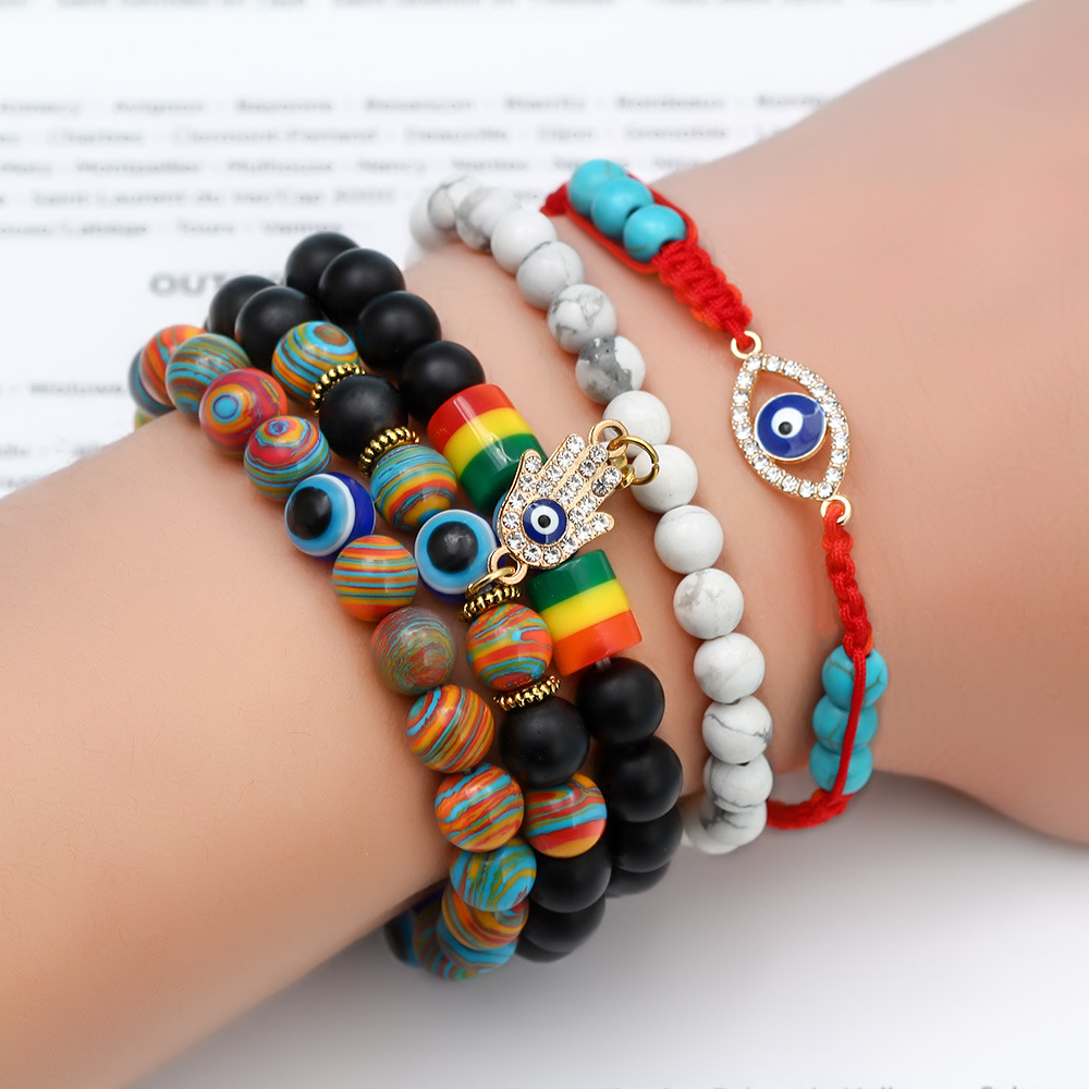 Fashion Palm Eye Agate Beaded Bracelets 1 Piece