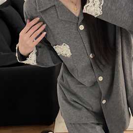 纯绵秋款长袖女睡衣家居服