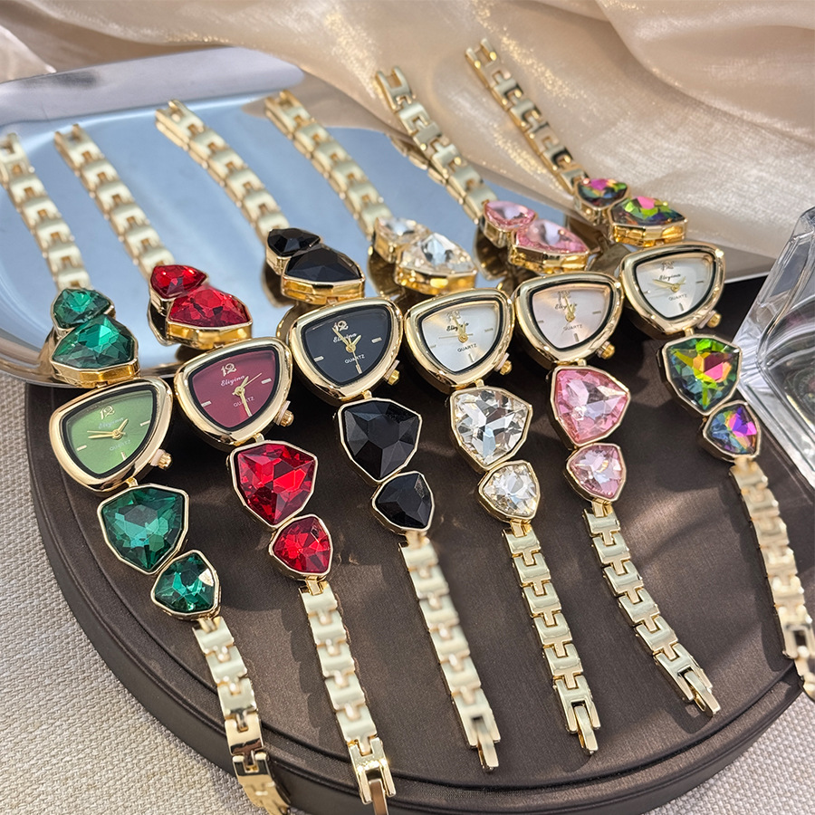 New Color Matching Irregular Design Large Diamond Watch Light Luxury Niche Watch Color Fashion High-End Foreign Trade Wholesale