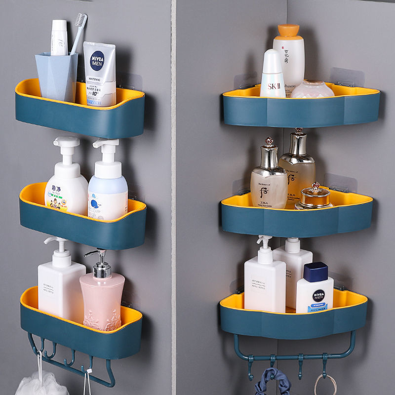 Shower Room TOILET Shelf Wall mounted Punch holes multi-function Wall hanging tripod Restroom Storage rack