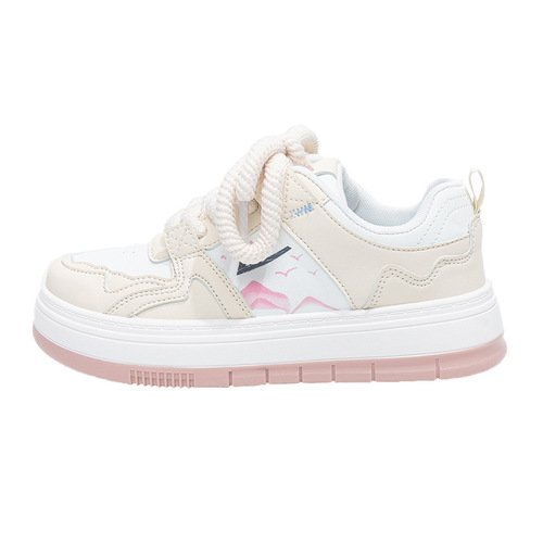 Pull back white shoes for women 2024 autumn and winter new thick-soled casual bread shoes ins trendy sports sneakers wholesale