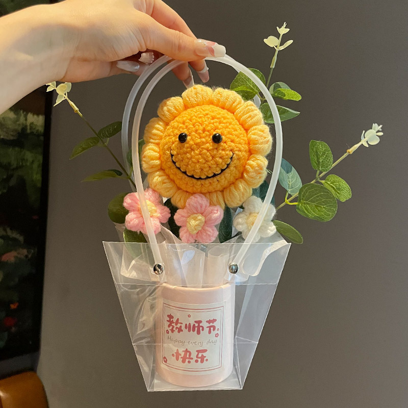 教师节礼物向日葵花朵抱抱桶花束diy手工材料编织摆件送老师礼品|undefined