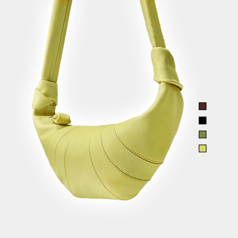 Croissant Bag 2025 New First-Layer Cowhide Genuine Leather Women's Bag Shoulder Bag Crossbody Bag Croissant Bag Korean Niche High-End Sense