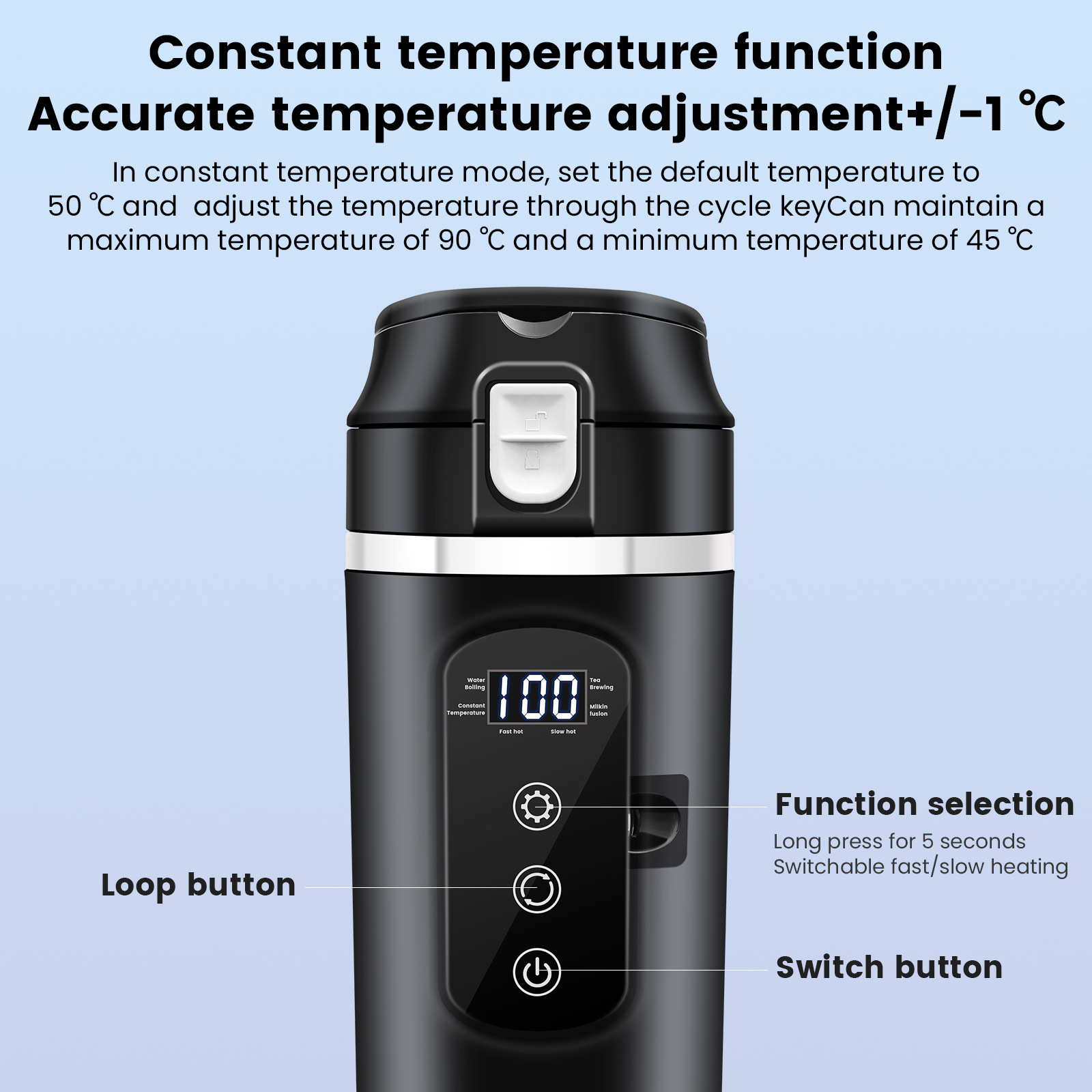 Cross-Border Car Electric Heating Cup for Boiling Water 304 Stainless Steel Insulated Cup Integrated Smart Double-Layer Water Boiling Cup 12V24V