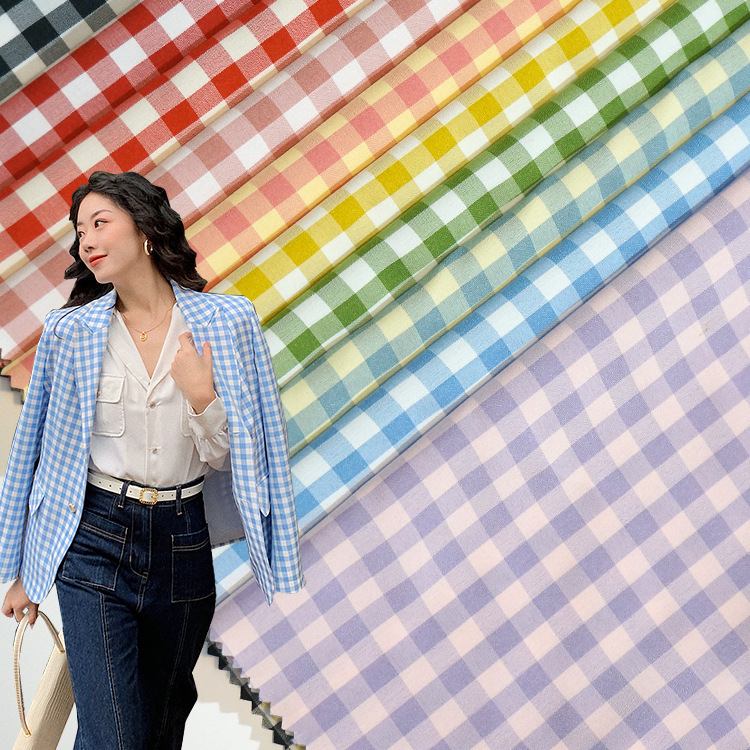 春夏连衣裙半裙童装格子布料 TR西装色织布 上衣衬衫吊带时装面料