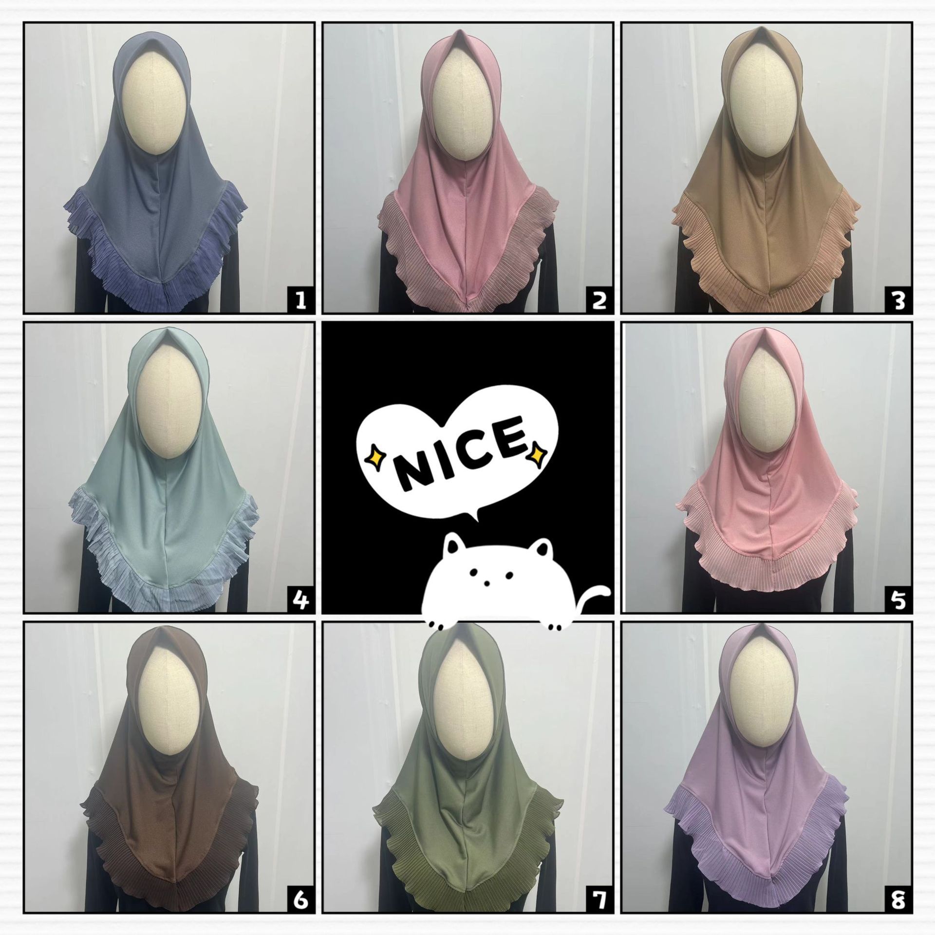 Crystal hemp Malay women's patchwork single-layer ruffled hooded hat scarf wholesale W040