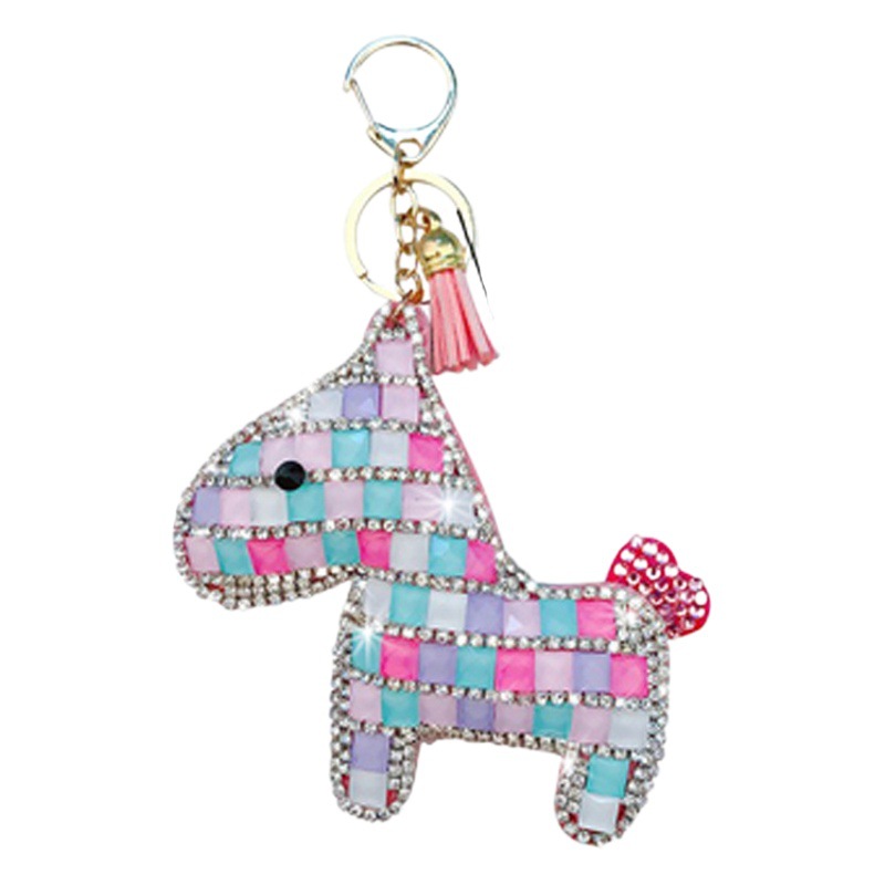 Corea del Sur creativo lindo diamante incrustado lindo Qiqi Bola de piel muñeca llavero mujer de dibujos animados par coche bolsa colgante