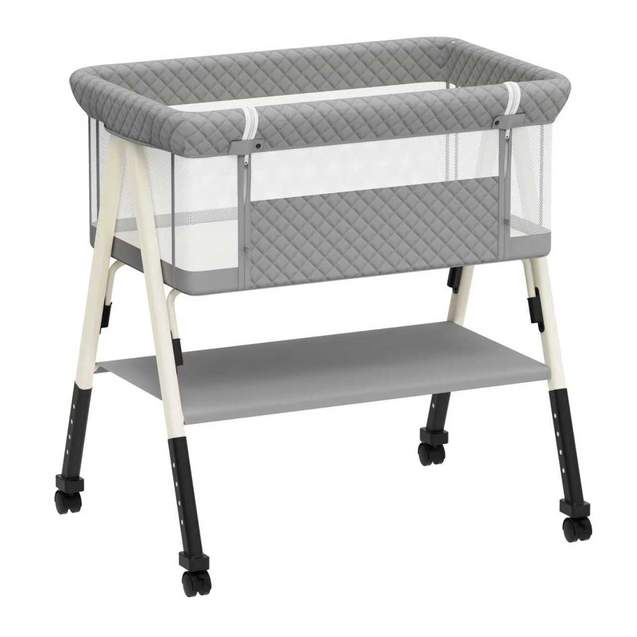 New Baby Crib Silent Removable Baby Sleeping Basket Newborn Splicing Large Bed Height Adjustment