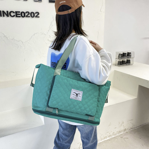 Compact Herringbone Foldable Travel Bag with Expandable Large Capacity, Wet/Dry Separation, Swim & Fitness Bag, Business Trip Large Bag, Wholesale