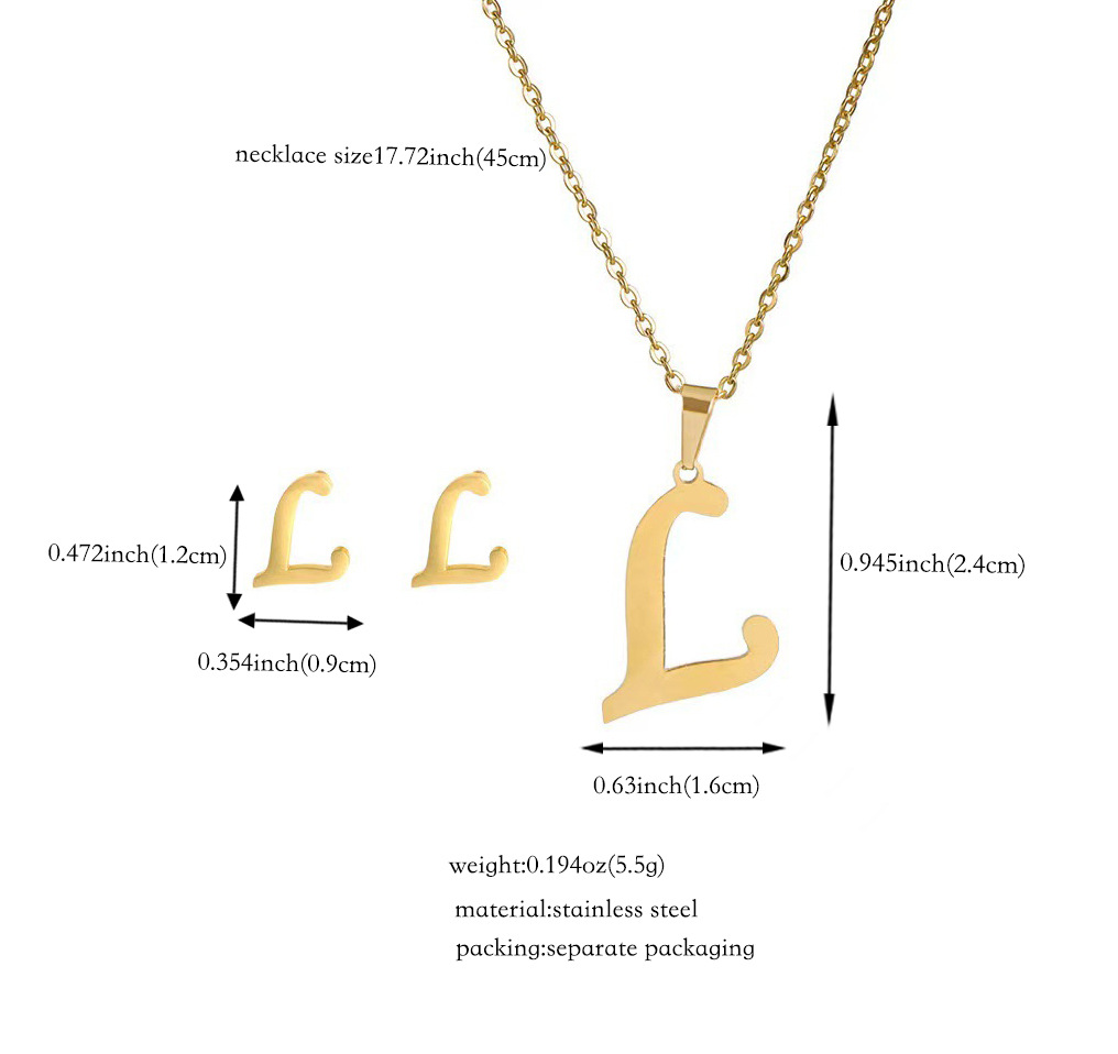 Joyería de titanio, colgante y pendientes unisex, letras inglesas, resistentes al desgaste