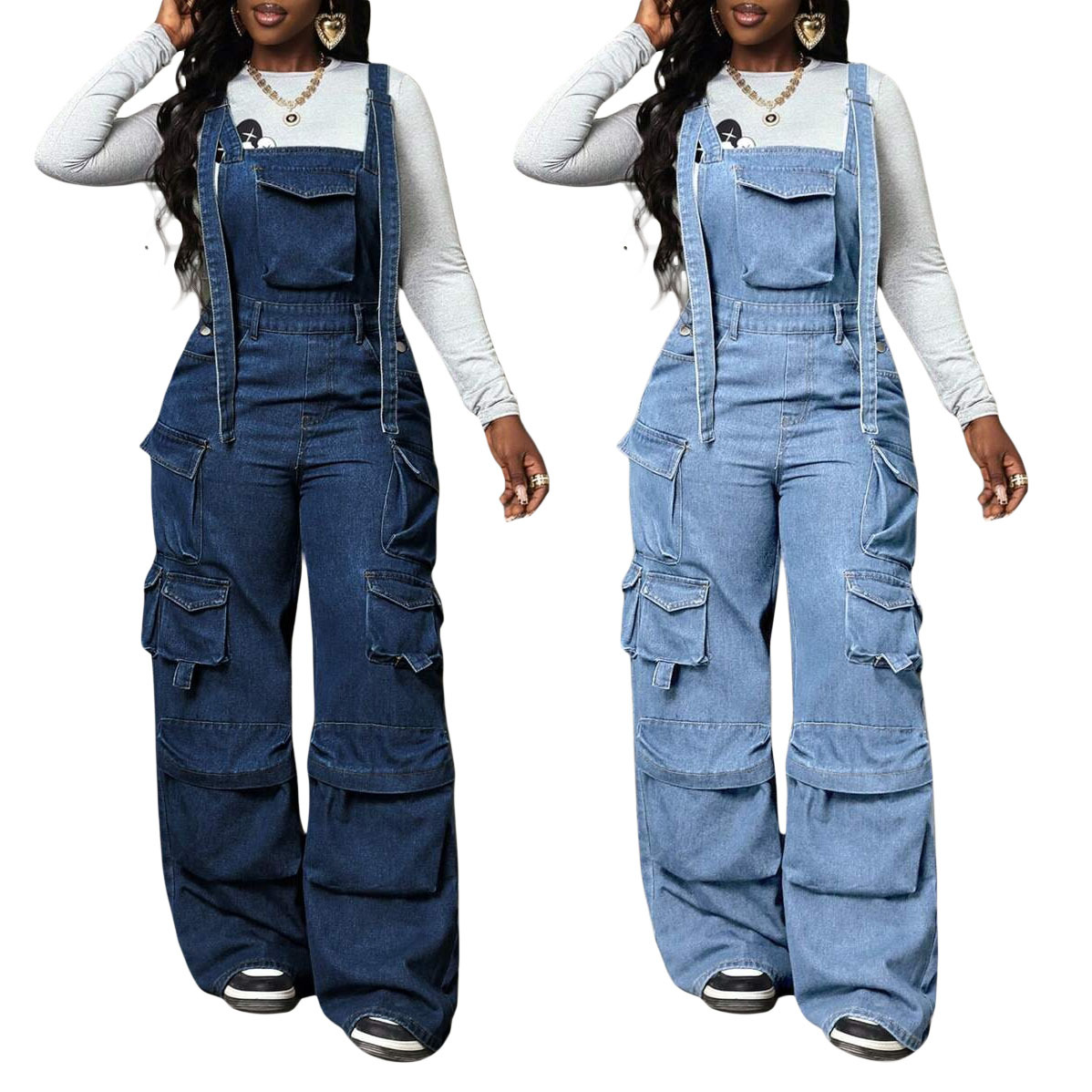 Women's Clothing Versatile Wide Leg Denim Jumpsuit Women's Work Pants Style Overalls For Formal & Casual For Women_ecoleips.com