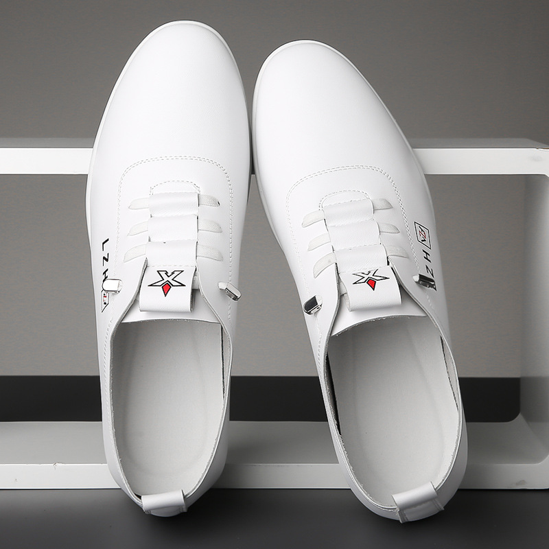 New Men's Breathable Korean Casual Shoes With Soft Sole And Soft Surface, Versatile Anti Slip White Shoes_vogvips.com