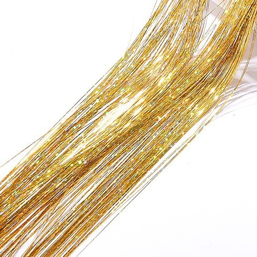 Transfronterizo de pelo guirnal cuerda trenzada cuerda de pelo de color de alambre de oro extensión del pelo Arco Iris colorido láser flash extensión del Pelo de Alambre de oro