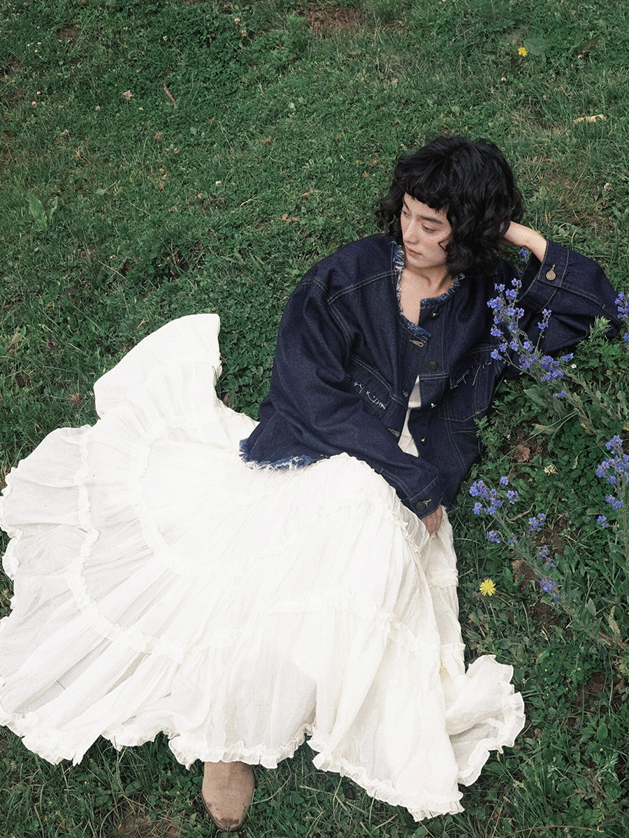 NEIHE内河2025春秋新作 優しい甘さと妖精のような千層ケーキロングスカート レディース 250016