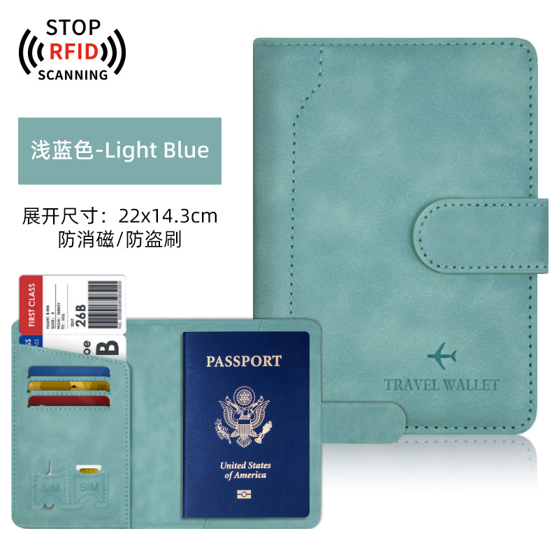 Transfronterizo spot Amazon pu pasaporte de cuero esta cubierta de protección empalmado paquete de pasaporte de hebilla magnética puede fijar el logotipo del clip de pasaporte