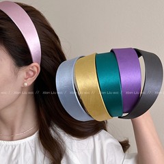 韩国新款宽版缎面发箍甜美马卡龙彩色冰淇淋色少女风头箍百搭发饰