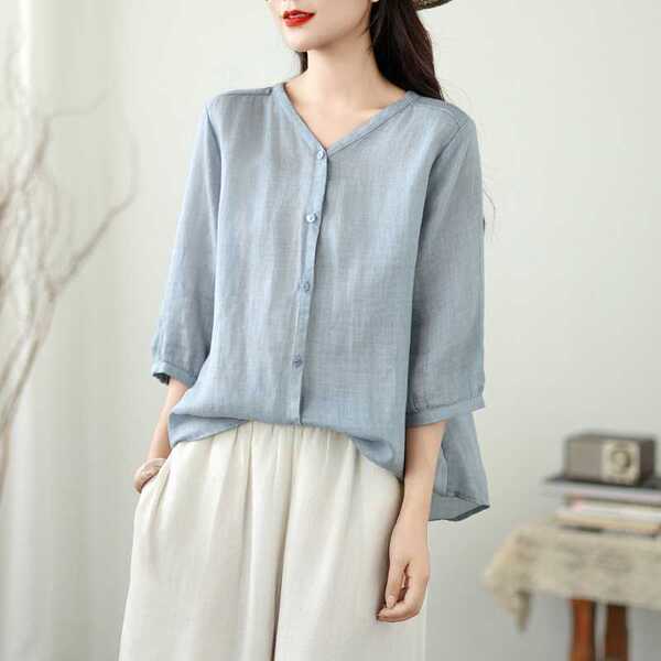 Summer thin solid color shirt