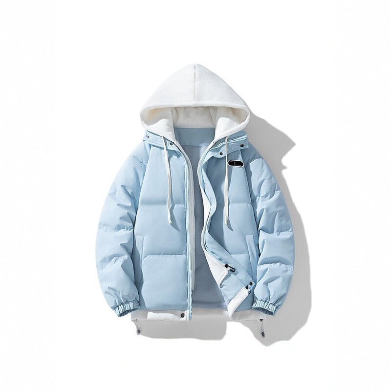 Winter hooded cotton jacket for men, thickened and warm, short style puffer jacket, loose casual couple's coat, solid color cotton coat Winter hooded cotton jacket for men, thickened and warm, short style puffer jacket, loose casual couple's coat, solid color cotton coat