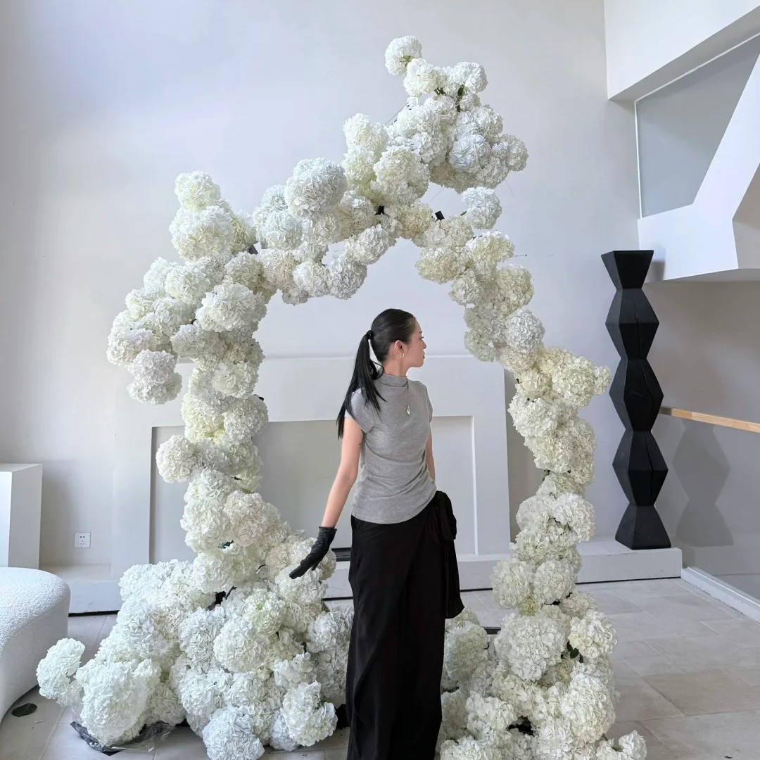 Hortensia artificiel blanc artificiel fleur sucette mariage salle décoration sphérique hôtel décoration unique branche fausse fleur