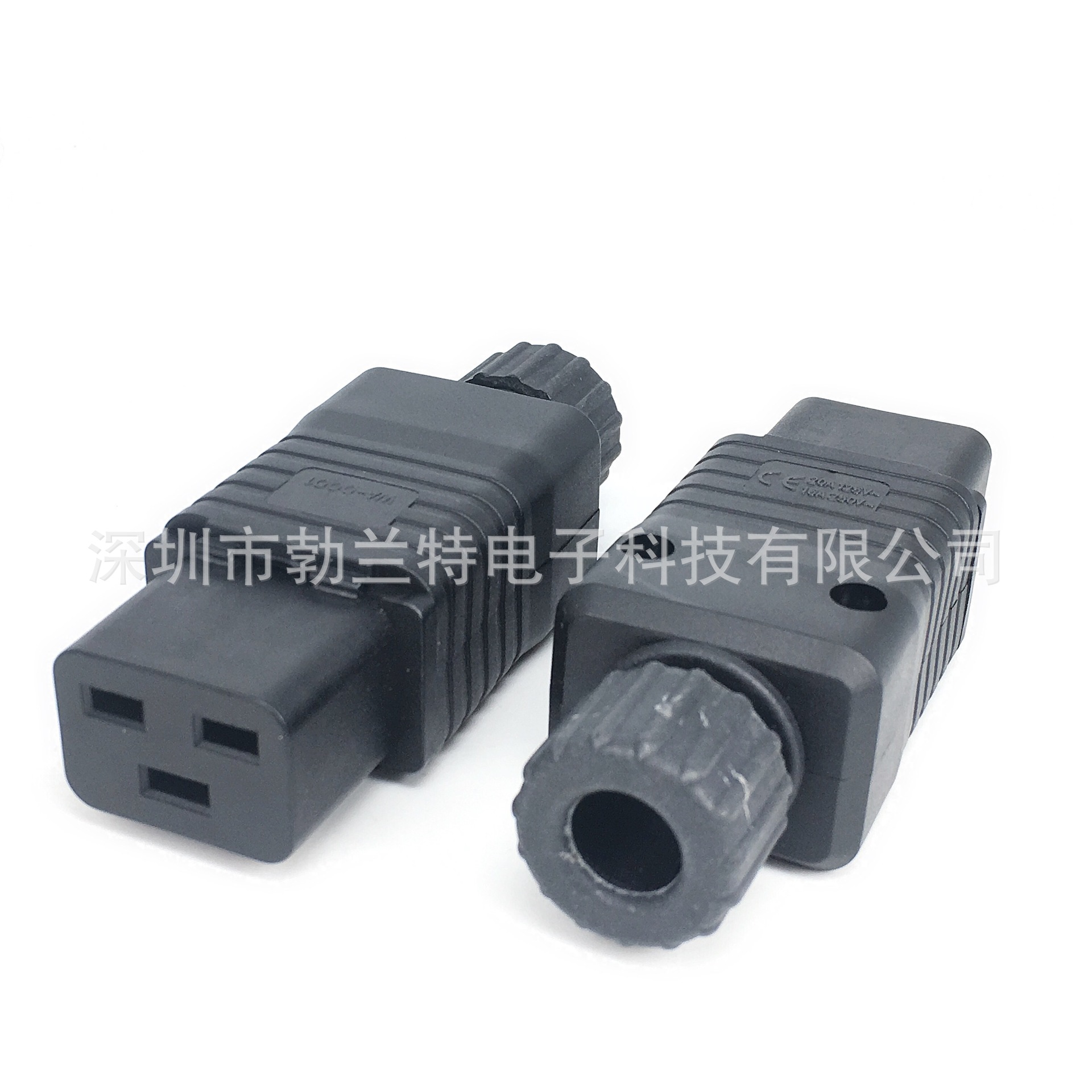 PDU品字16A机箱三横孔公头C20 母头C19可拆式电源接线公母插头