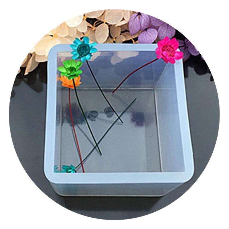 Cristal epoxi cubo molde de silicona Pulido-libre DIY joyería hecha a mano resina seca flor decoración modelo