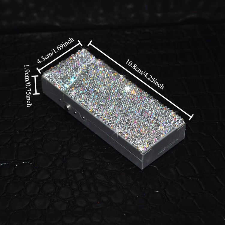 Estuche de Cigarrillos de Lujo Ligero con Incrustaciones de Diamantes para Mujer, Encendedor Electrónico a Prueba de Viento con Diamantes, Juego de Regalo de Cigarrillos para Comercio Exterior Transfronterizo