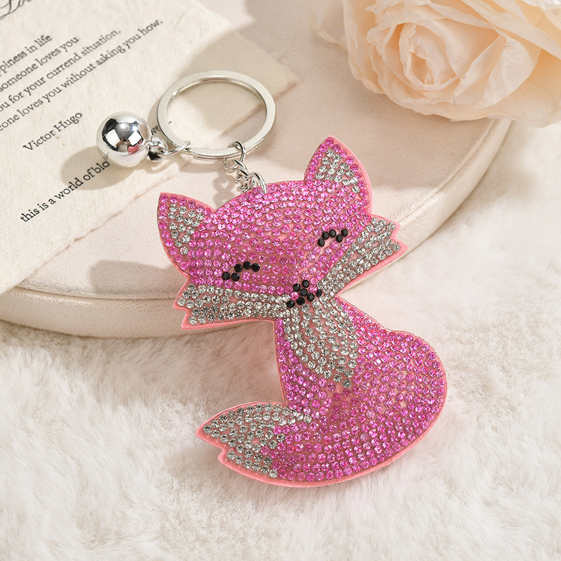 New Cartoon Fox Keychain, Cute Rhinestone Pendant, Creative Rhinestone Accessories for Bags and Cars, Small Gift for Couples