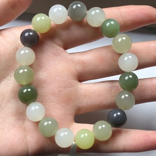 Raw Ore Hetian Jade Duobao 10mm Hetian Jade DIY Jade Round Bead Handstring Small Accessories Water Head Foot Live Batch