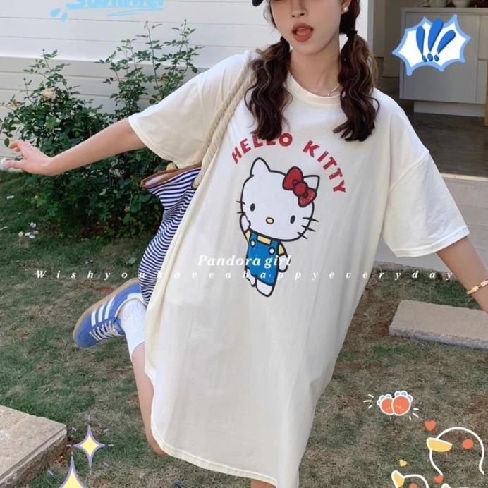 Comercio exterior transfronterizo nuevo estilo suelto niña dibujos animados verano camisón servicio a domicilio letras rojas KT gato pijama dulce y lindo