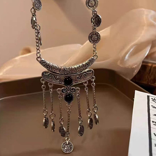 Bohemian Tibetan Style Vintage Tassel Necklace Women's Exotic Accessories Ethnic Style Retro Miao Tribe Necklaces Jewelry