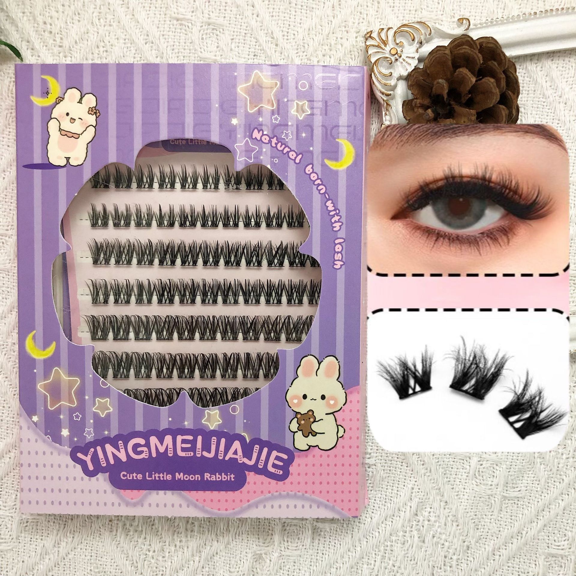 Transfronterizos de pestañas falsas, pestañas de gran capacidad, pestañas sin acero, segmentos DIY, pestañas falsas de extensión suave, pestañas falsas sin pegamento, pestañas falsas