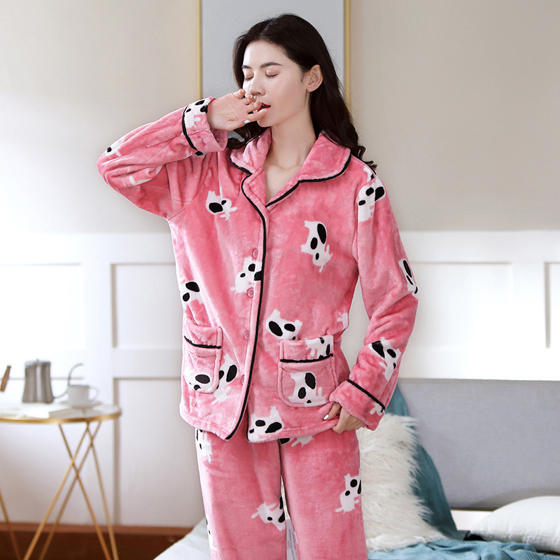 [Rebaja: 50% de Descuento] Conjunto de Pijama de Franela para Mujer, Conjunto de Pijama Estampado de Franela, Cálido y Acogedor