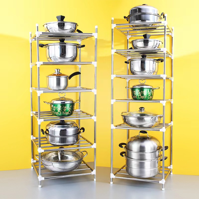 Estante de lavabo de acero inoxidable cocina estante de almacenamiento multifuncional piso estante de almacenamiento de múltiples capas estante organizador de almacenamiento rack